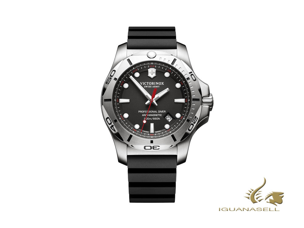 Reloj de Cuarzo Victorinox I.N.O.X., Negro, 45 mm, Correa de caucho, V241733
