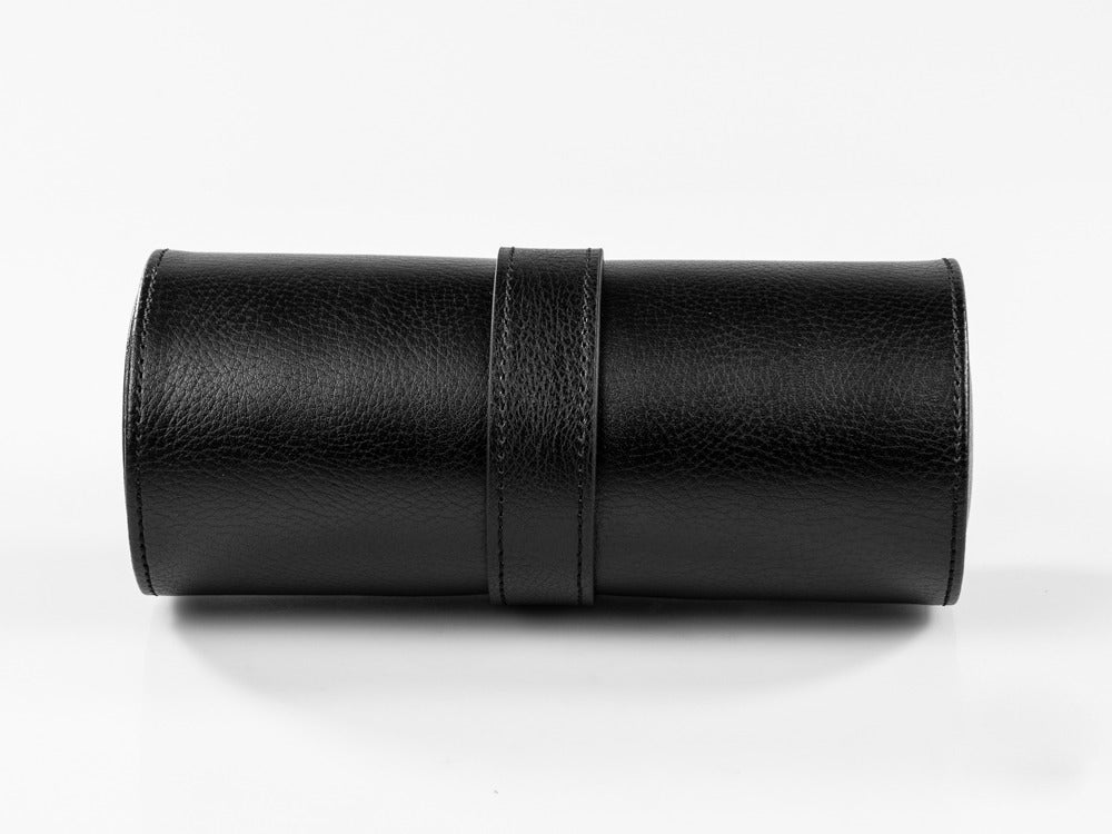 Estuche de relojes WOLF Blake, 3 relojes, Negro, Piel, 305002