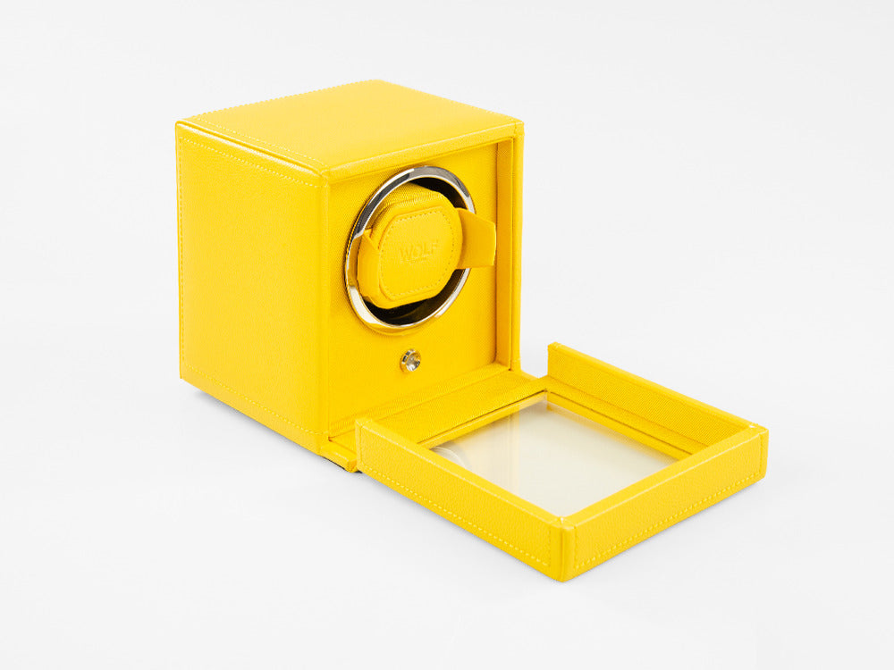 Rotor de relojes WOLF Cub, 1 Reloj, Amarillo, Piel Vegana, 461192