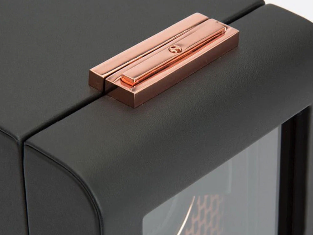 Rotor de relojes, WOLF, Negro, 1 Reloj, Piel Vegana, 469116