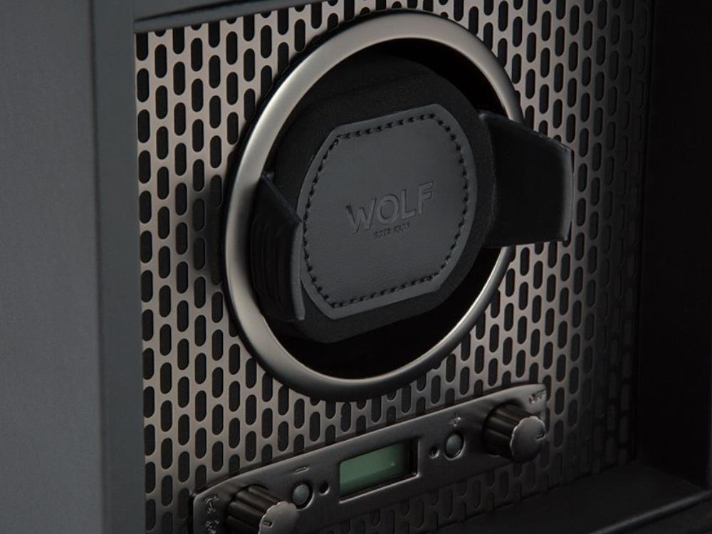 Rotor de relojes WOLF Axis, 1 Reloj, Negro, Piel Vegana, 469203