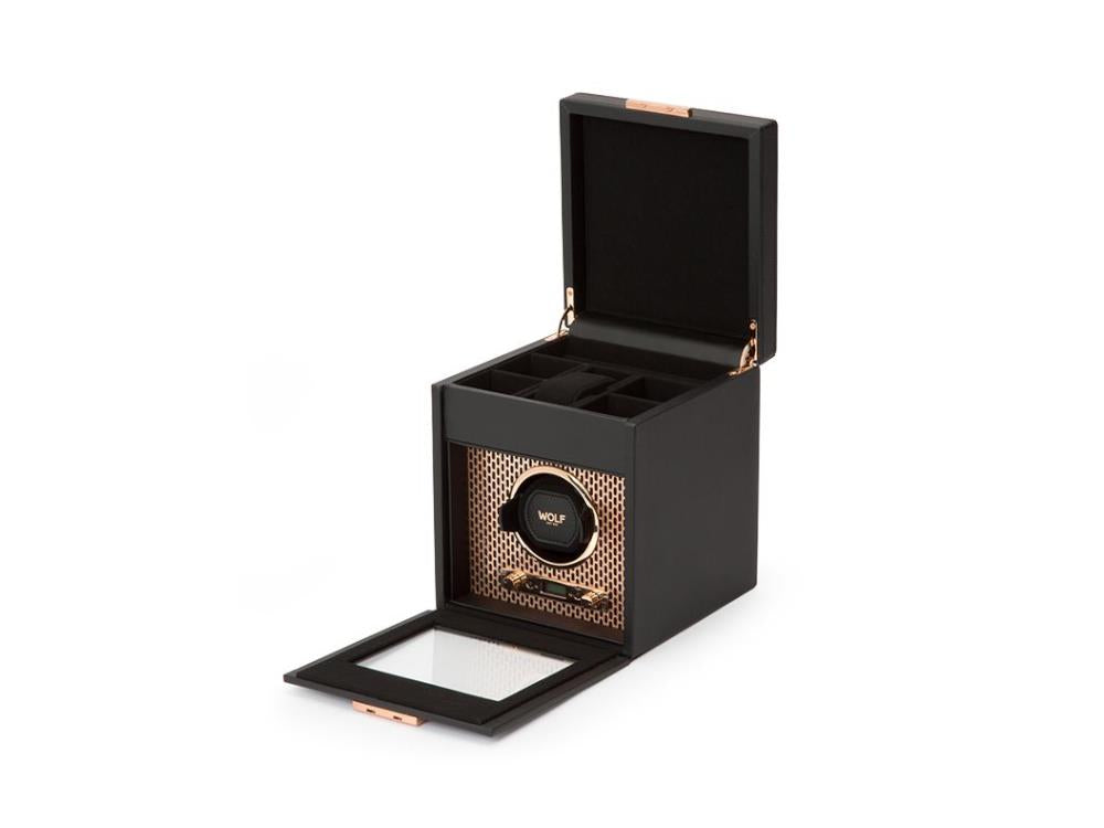 Rotor de relojes WOLF Axis, 1 Reloj, Negro, Piel Vegana, 469216