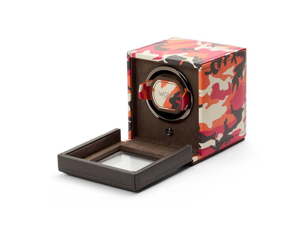 Rotor de relojes WOLF Elements Fire, 1 Reloj, Rojo, Piel Vegana, 665172