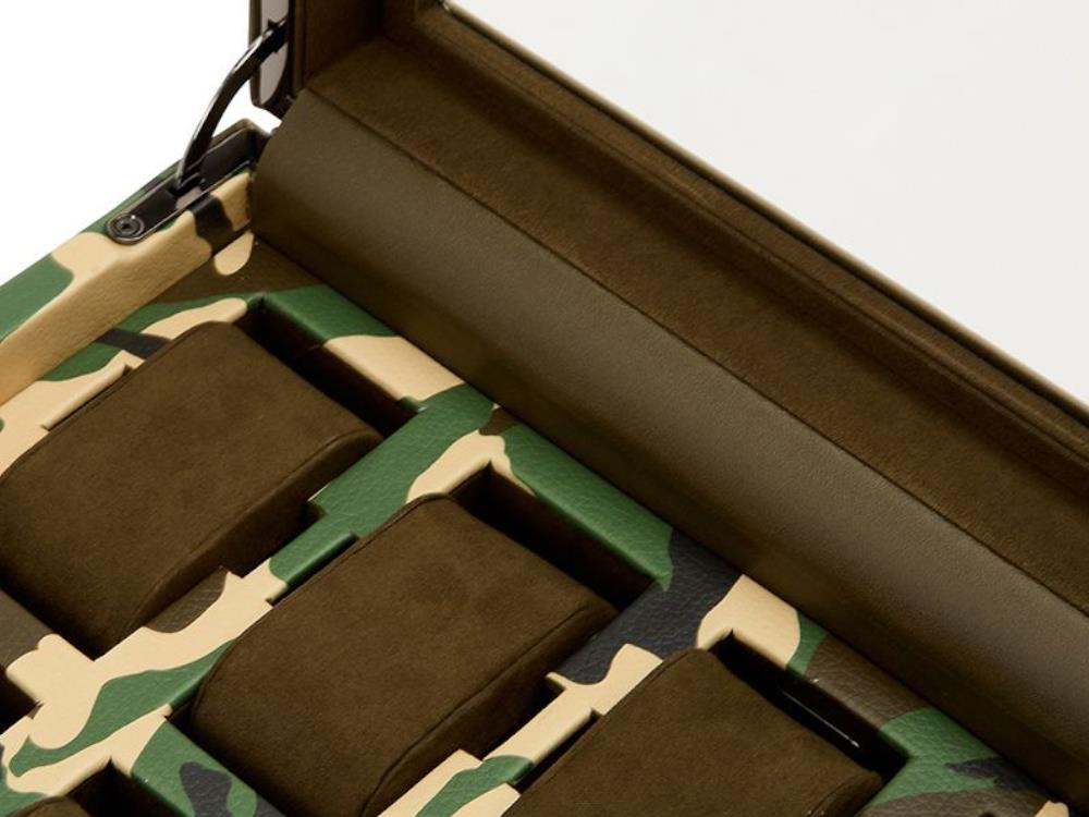 Caja de relojes WOLF Elements Earth, 10 Relojes, Verde, Piel Vegana, 665430