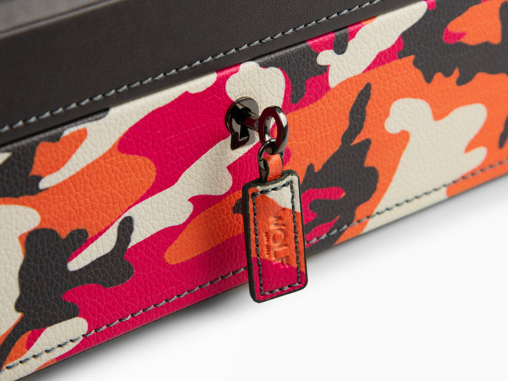 Caja de relojes WOLF Elements Fire, 10 Relojes, Rojo, Piel Vegana, 665472