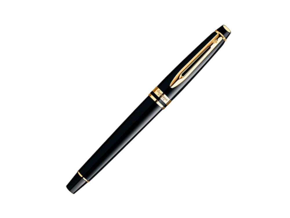 Pluma Estilográfica Waterman Expert, Laca, Adornos en oro, Negro