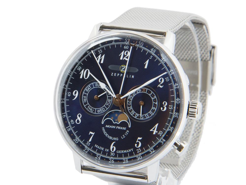 Reloj de Cuarzo Zeppelin LZ 129 Hindenburg Moonphase, Azul, 40 mm, 7036M-3