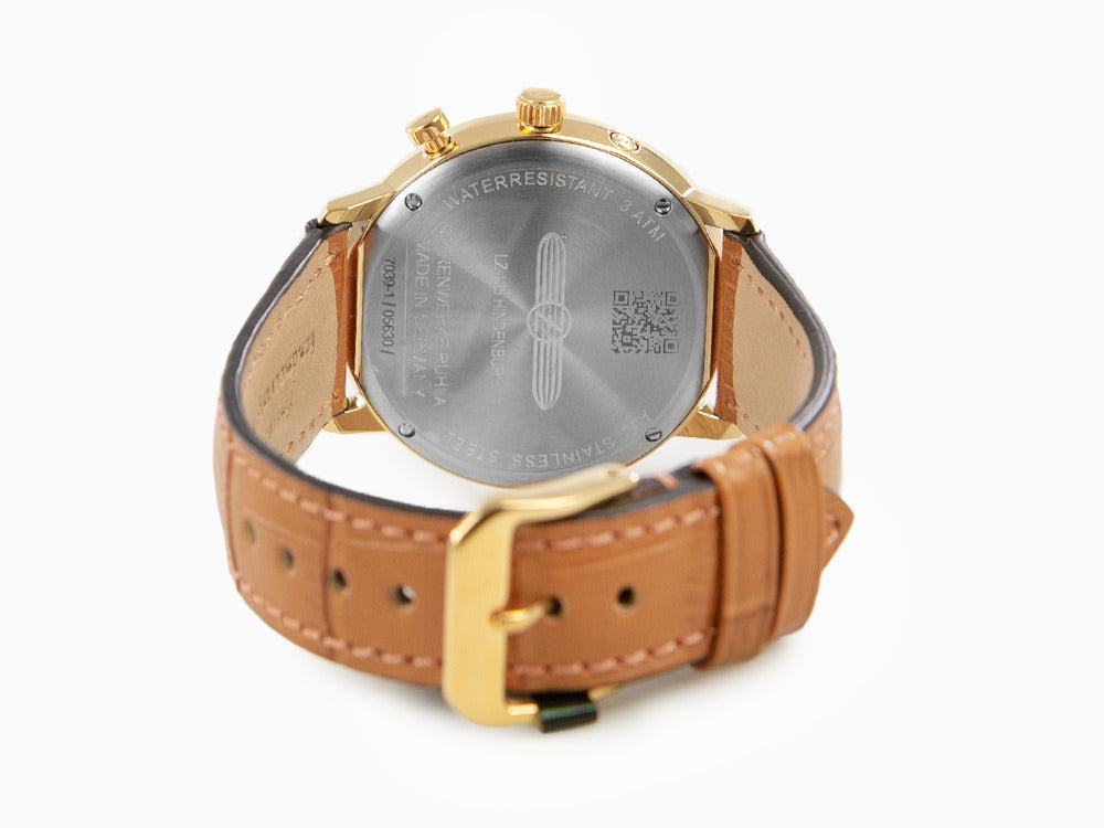 Reloj de Cuarzo Zeppelin LZ 129 Hindenburg Moonphase Lady, PVD Oro, 36mm, 7039-1