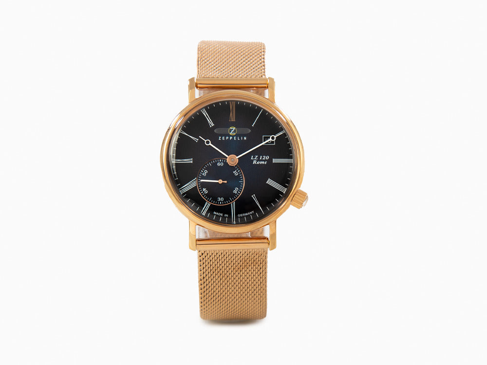 Reloj de Cuarzo Zeppelin LZ120 Rome Lady, PVD Oro Rosa, Azul, 36 mm, 7137M-3