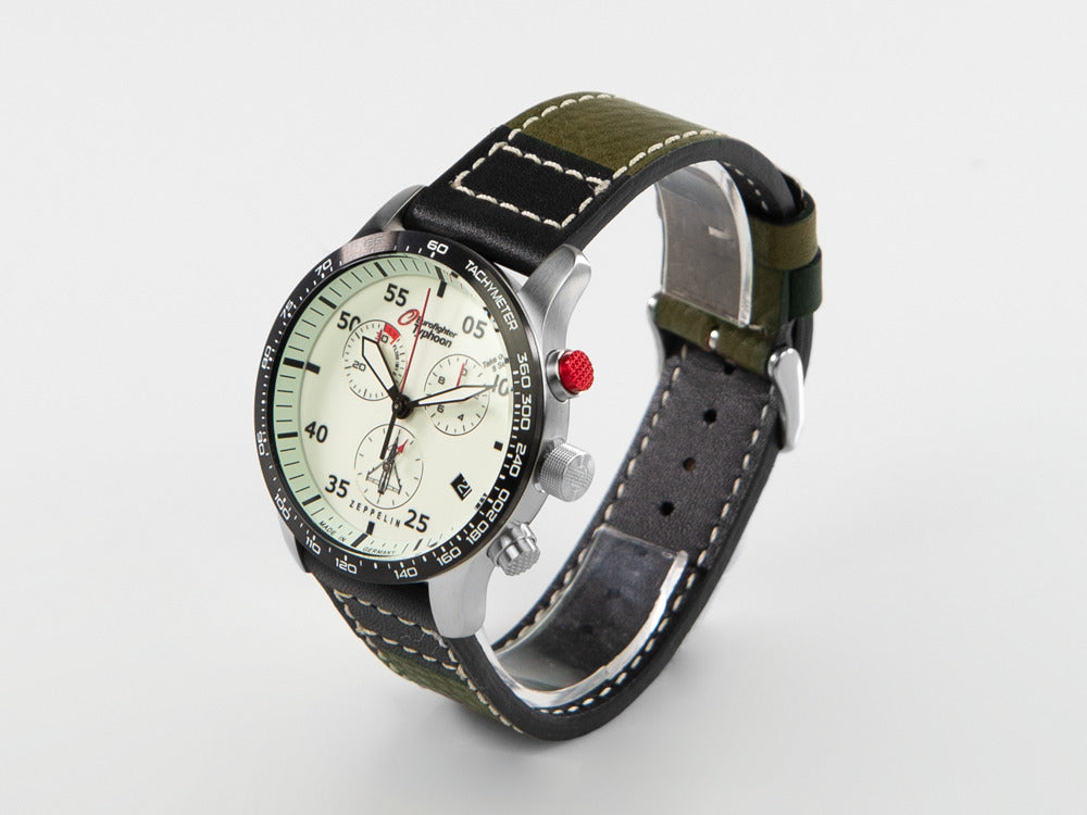 Reloj de Cuarzo Zeppelin Eurofighter, Blanco, Día, Correa de piel, 7298-5