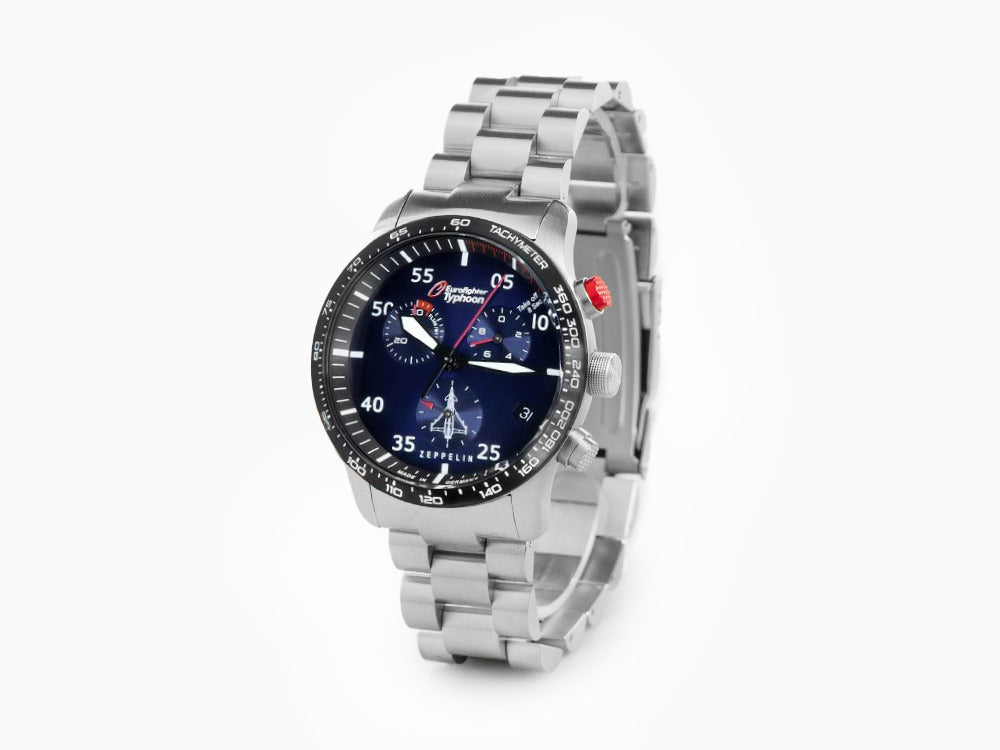 Set Reloj de Cuarzo Zeppelin Eurofighter, Azul, Día, Correa de piel, 7298M-3