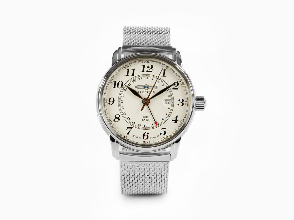 Reloj de Cuarzo Zeppelin LZ 127 Graf Zeppelin, Beige, 42 mm, GMT, 7642M-5