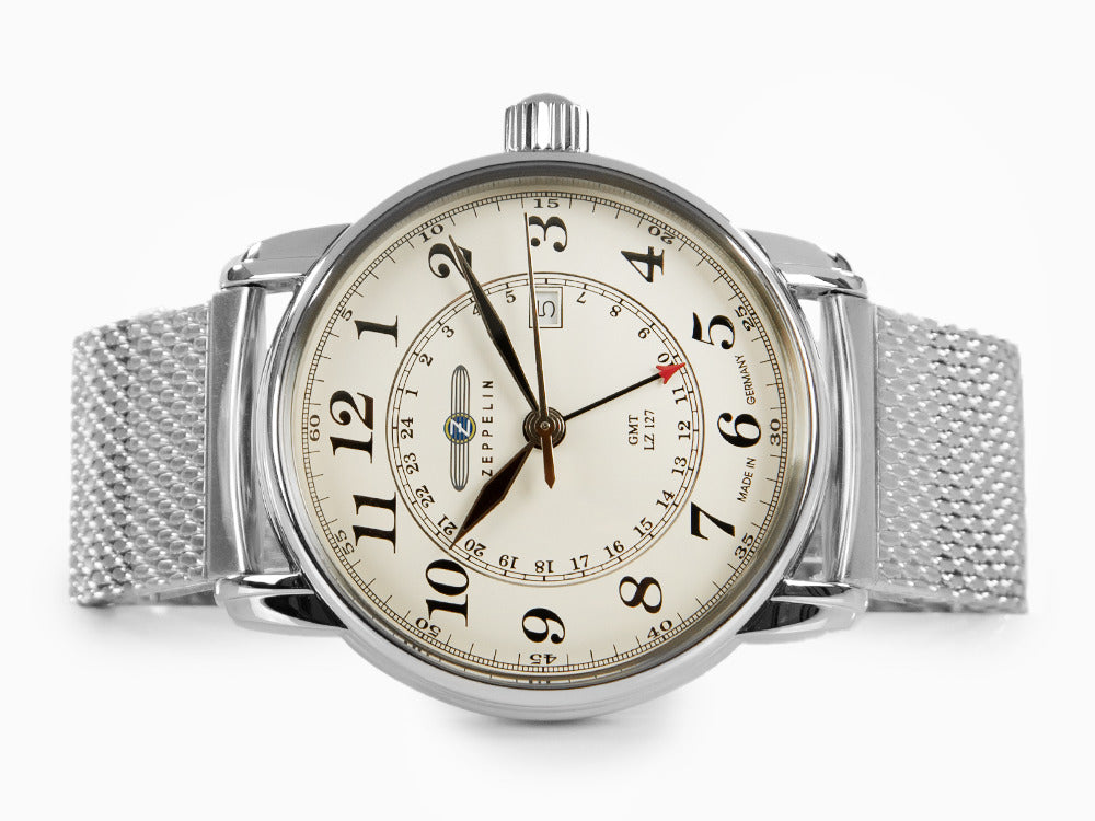 Reloj de Cuarzo Zeppelin LZ 127 Graf Zeppelin, Beige, 42 mm, GMT, 7642M-5