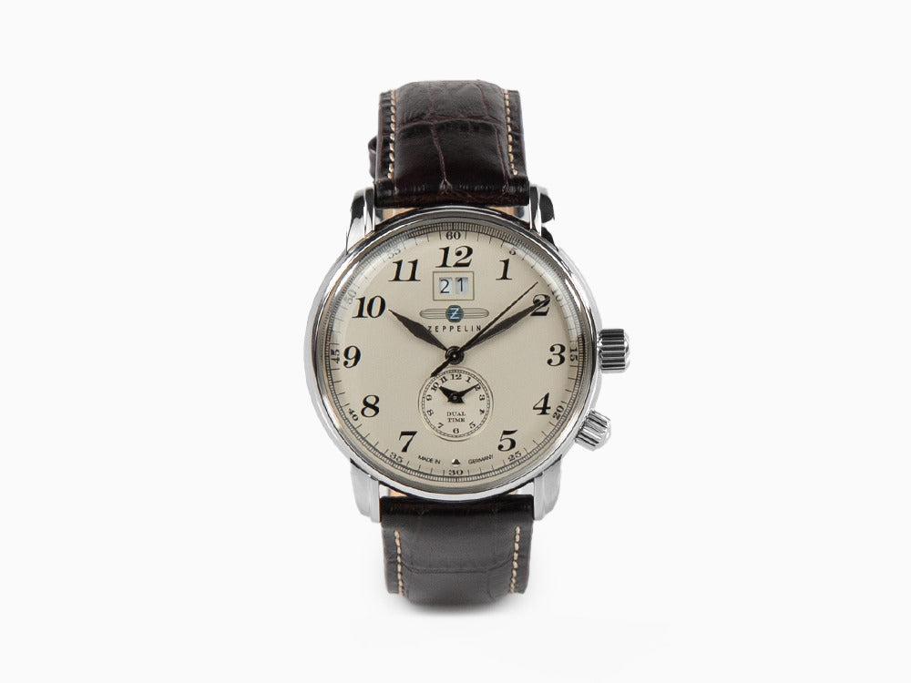Reloj de Cuarzo Zeppelin LZ 127 Graf Zeppelin, Beige, 42 mm, GMT, 7644-5
