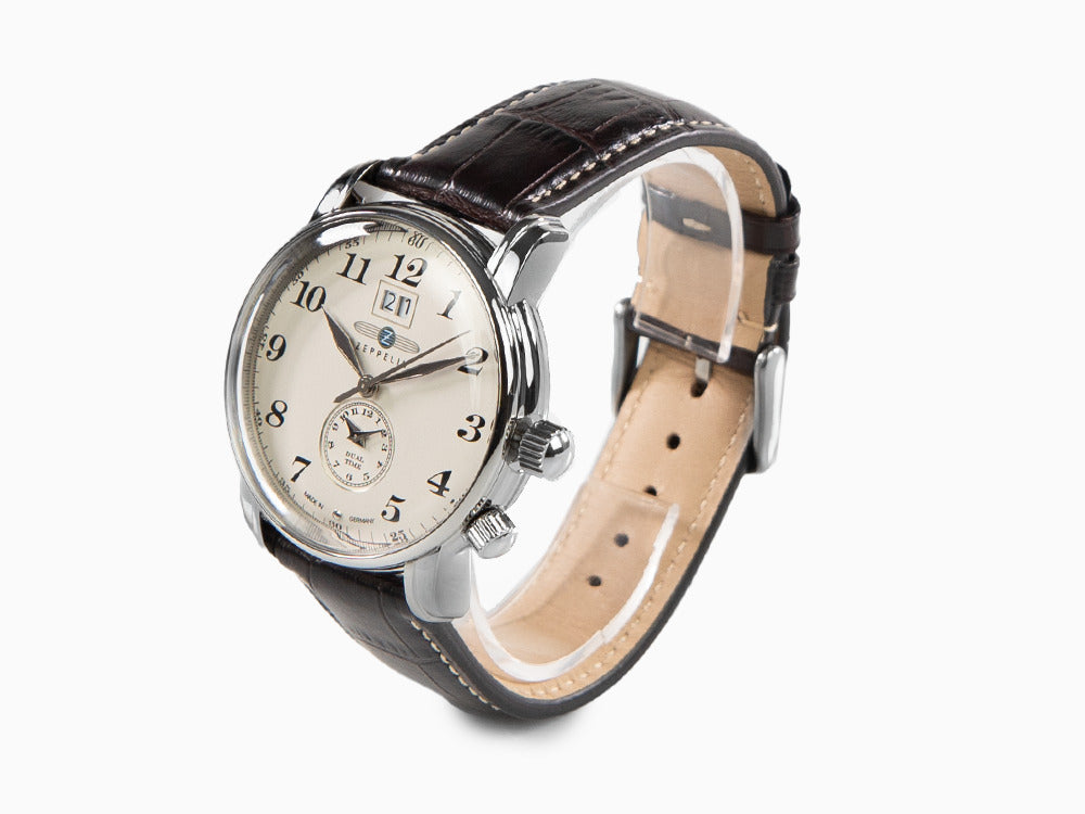 Reloj de Cuarzo Zeppelin LZ 127 Graf Zeppelin, Beige, 42 mm, GMT, 7644-5