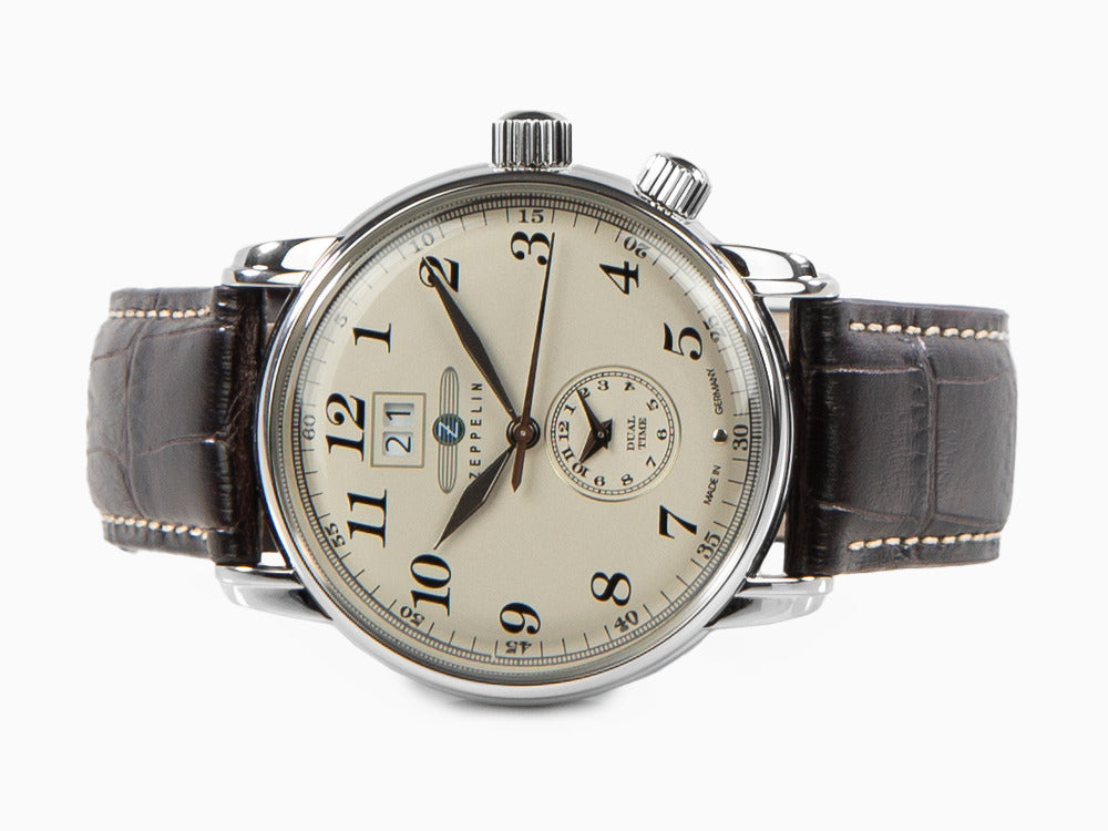 Reloj de Cuarzo Zeppelin LZ 127 Graf Zeppelin, Beige, 42 mm, GMT, 7644-5