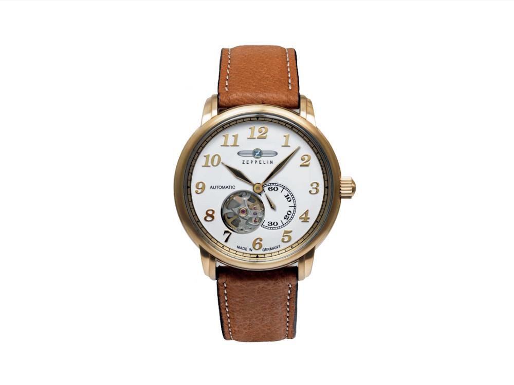 Reloj Automático Zeppelin LZ 127 Graf Zeppelin, PVD Oro, Blanco, 40 mm, 7664-1