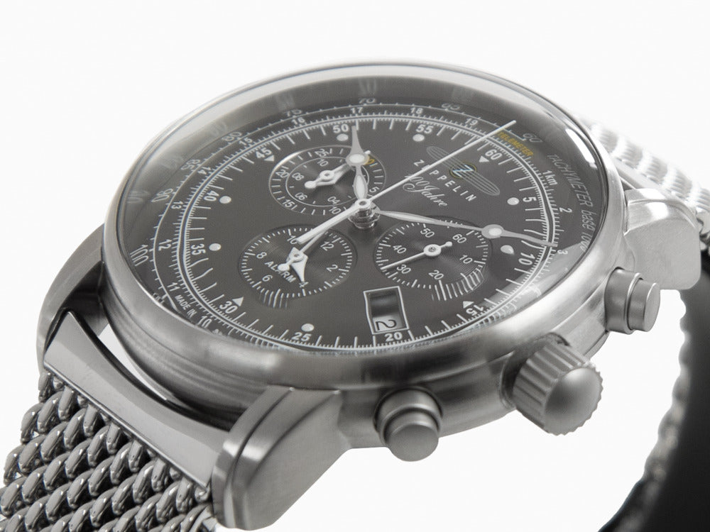 Reloj de Cuarzo Zeppelin 100 Years Zeppelin Ed. 1, Negro, 42 mm, Día, 7680M-2