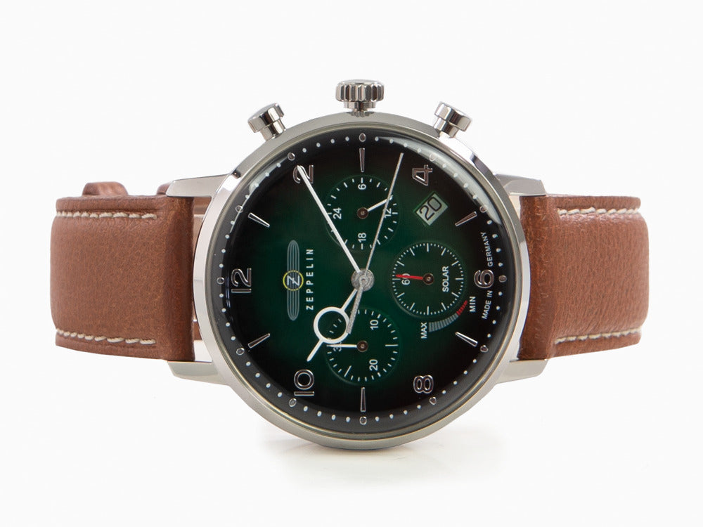 Reloj de Cuarzo Zeppelin LZ 129 Hindenburg, Verde, 41 mm, Día, Piel, 8086-4n
