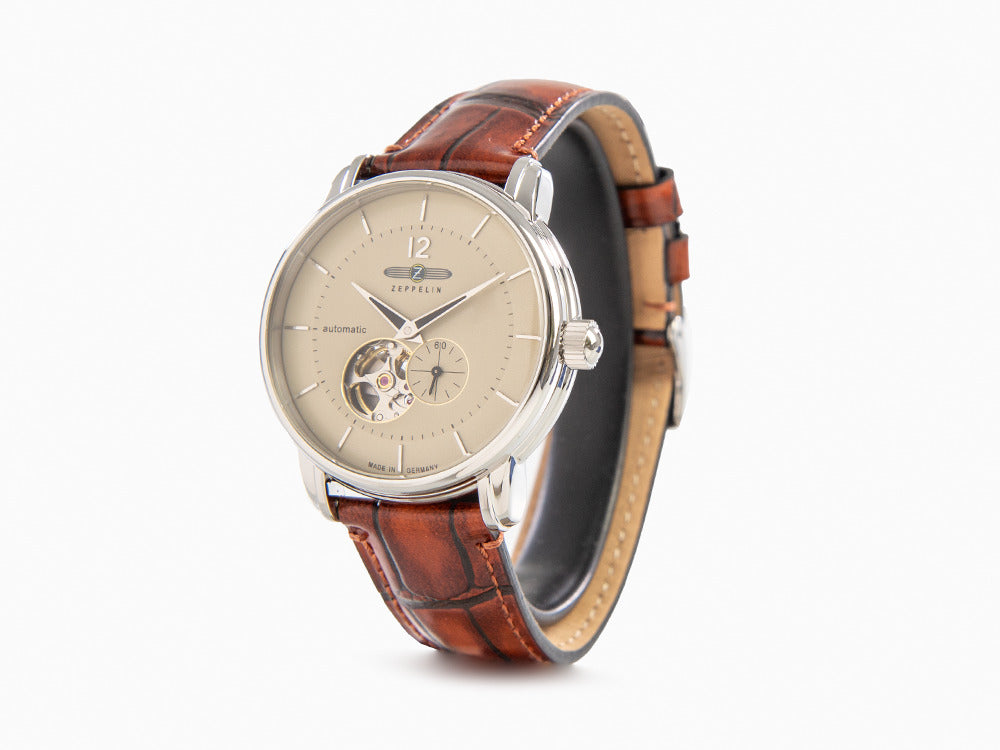 Reloj Automático Zeppelin LZ 120 Bodensee, Beige, 40cm, Correa de piel, 8166-1