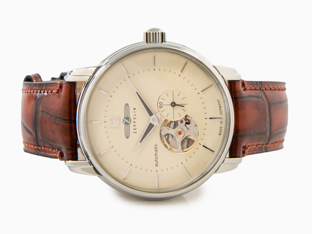 Reloj Automático Zeppelin LZ 120 Bodensee, Beige, 40cm, Correa de piel, 8166-1