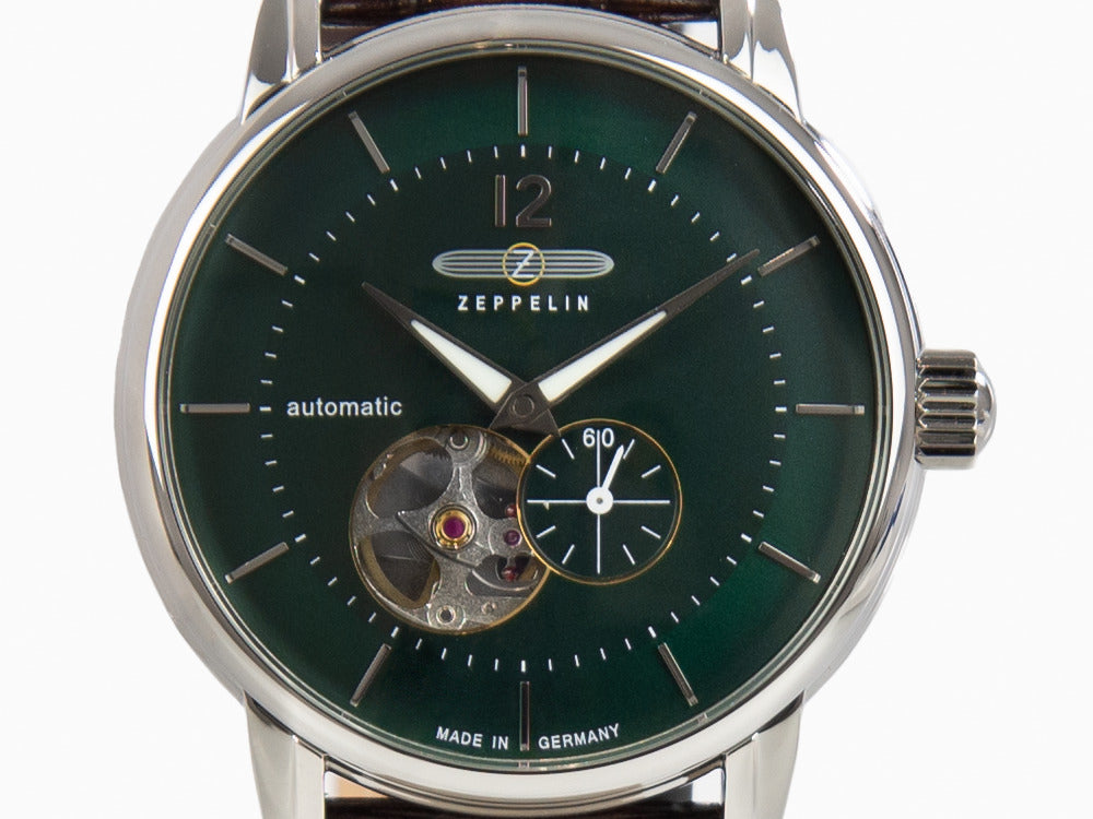 Reloj Automático Zeppelin LZ 120 Bodensee, Verde, 40mm, Correa de piel, 8166-4