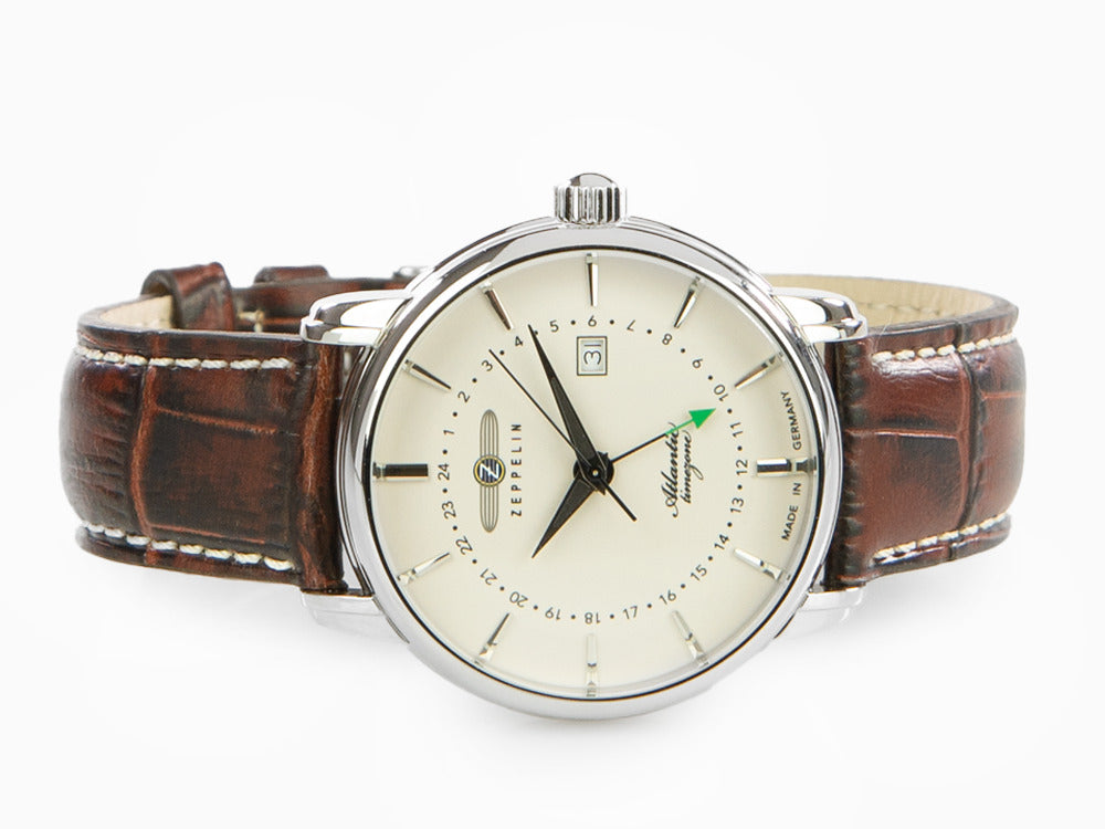 Reloj de Cuarzo Zeppelin Atlantic, Blanco, 41 mm, Día, Correa de piel, 8442-5