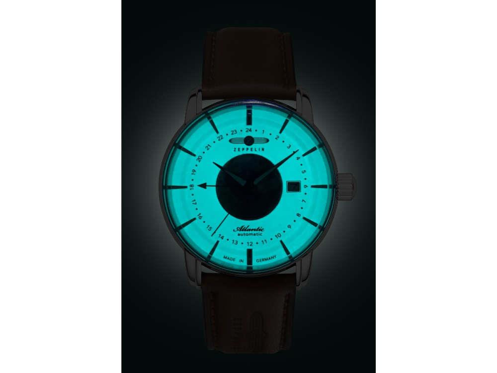 Reloj Automático Zeppelin Atlantic GMT, Beige, 42 mm, Día, 8468-5