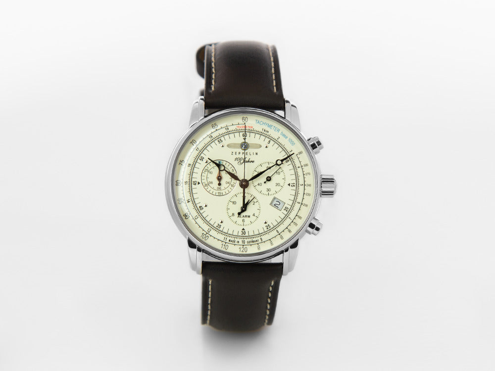 Reloj de Cuarzo Zeppelin 100 Years Zeppelin Ed. 1, Blanco, 42 mm, Día, 8680-3