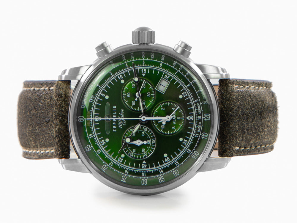 Reloj de Cuarzo Zeppelin 100 Years Zeppelin Ed. 1, Verde, 42 mm, Día, 8680-4
