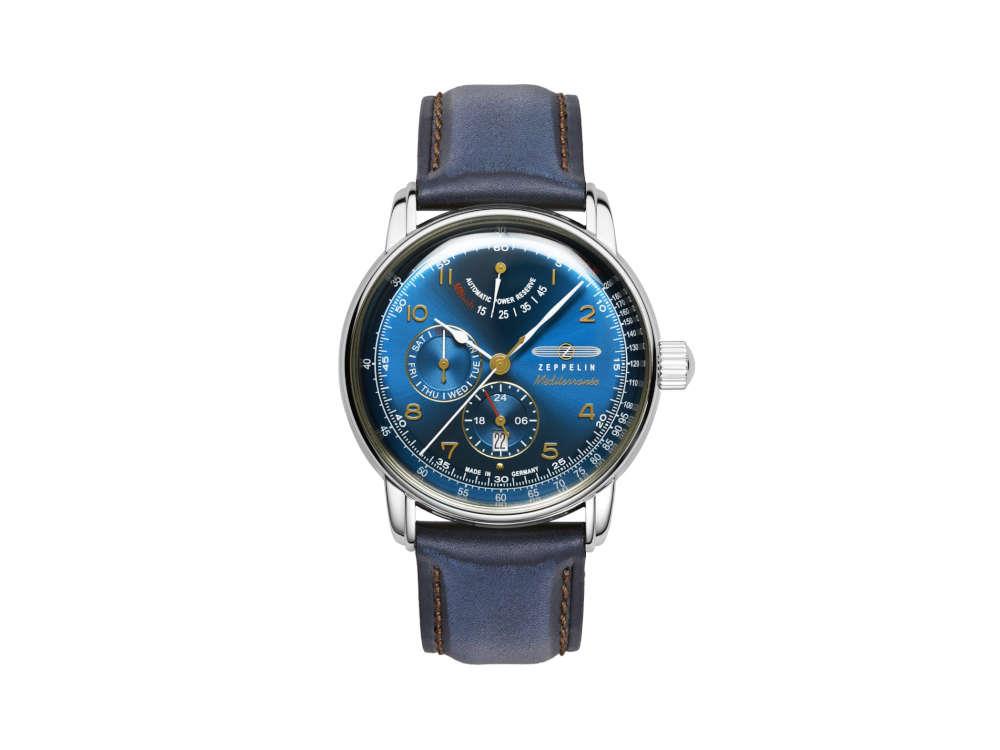 Reloj Automático Zeppelin Méditerranée, Azul, 42 mm, Día, 9690-3