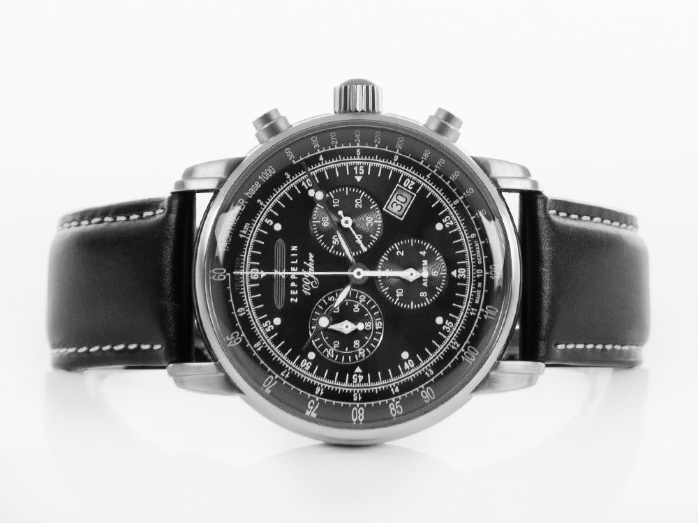 Reloj de Cuarzo Zeppelin 100 Years Zeppelin Ed. 1, Negro, 42 mm, Día, 7680-2