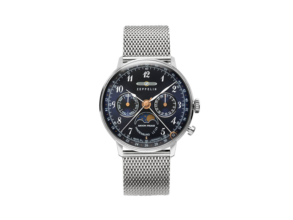 Reloj de Cuarzo Zeppelin LZ 129 Hindenburg Moonphase Lady, Azul, 36 mm, 7037M-3