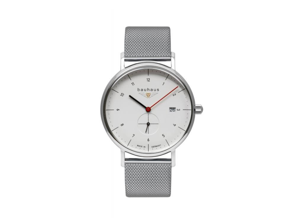 Reloj de Cuarzo Bauhaus, Blanco, 41 mm, Malla milanesa, 2130M-1