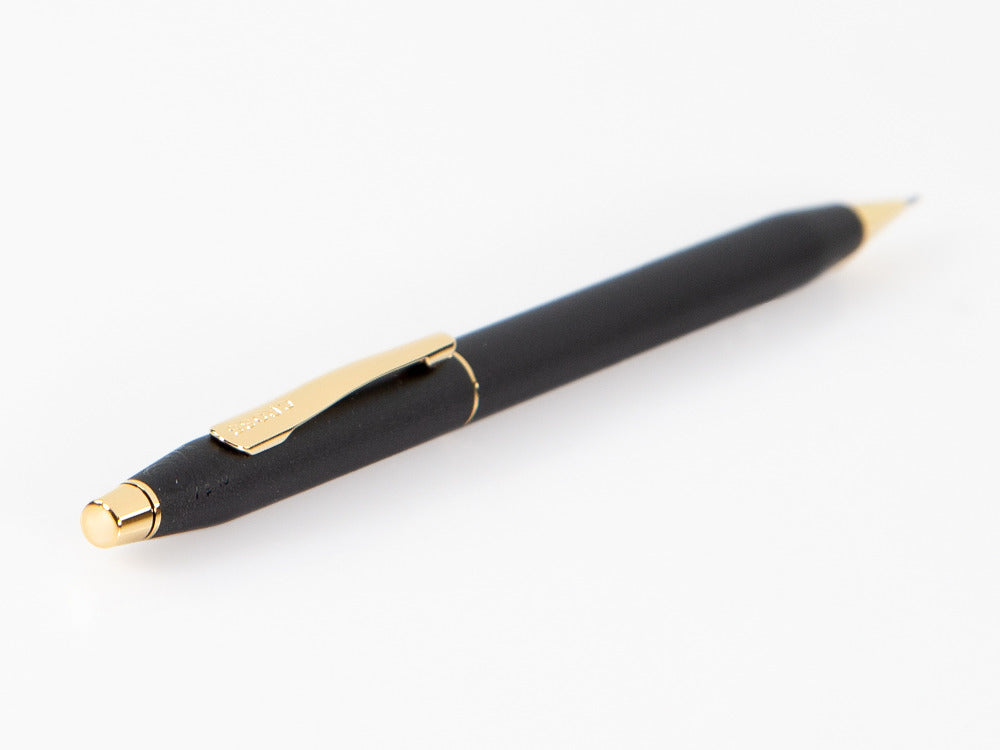 Portaminas Cross Classic Century 0.7mm, Negro, Bañado en Oro 23K, 250305