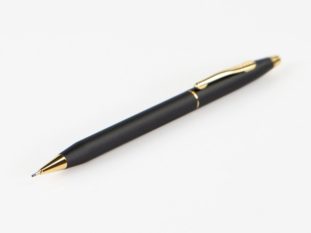 Portaminas Cross Classic Century 0.7mm, Negro, Bañado en Oro 23K, 250305