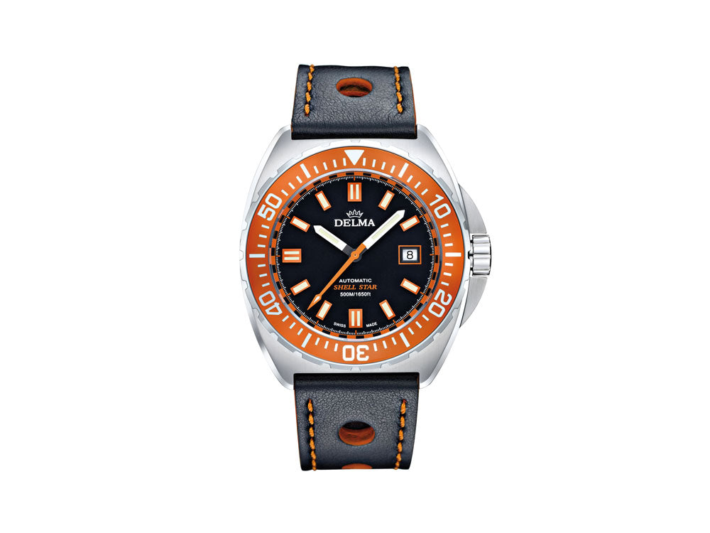 Reloj Automático Delma Diver Shell Star, Negro, 44 mm, 41601.670.6.151