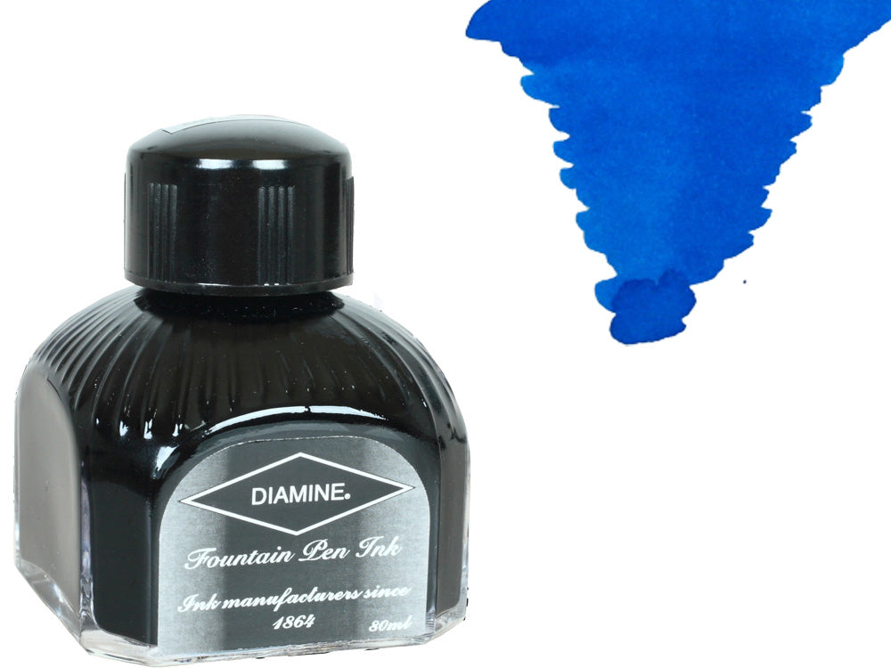 Tintero Diamine, 80ml., Mediterranean Blue, Botella de cristal italiano