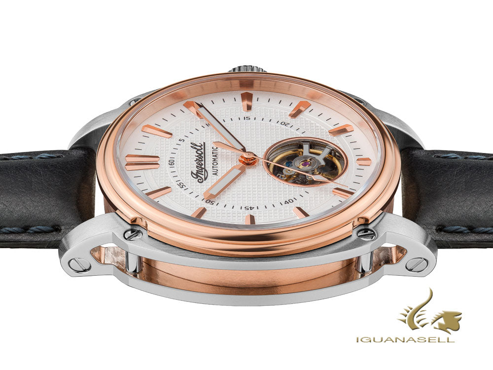 Reloj Automático Ingersoll Director, 46 mm, Oro rosa, Blanco, Piel, I08101