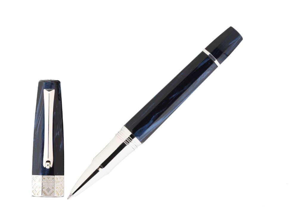 Roller Montegrappa Extra Otto Dark Blue, Celuloide, Adornos en Plata, ISE8TRCD