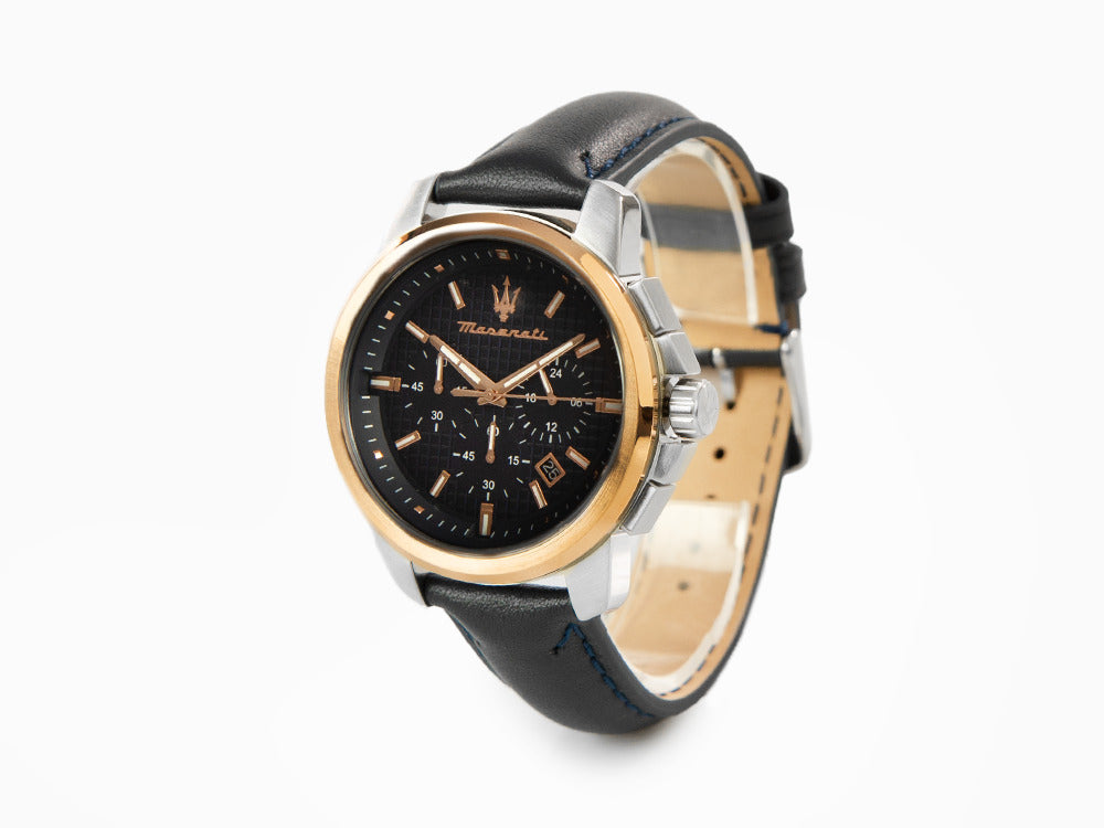 Reloj de Cuarzo Maserati Successo, PVD Oro Rosa, Azul, 44 mm, R8871621015