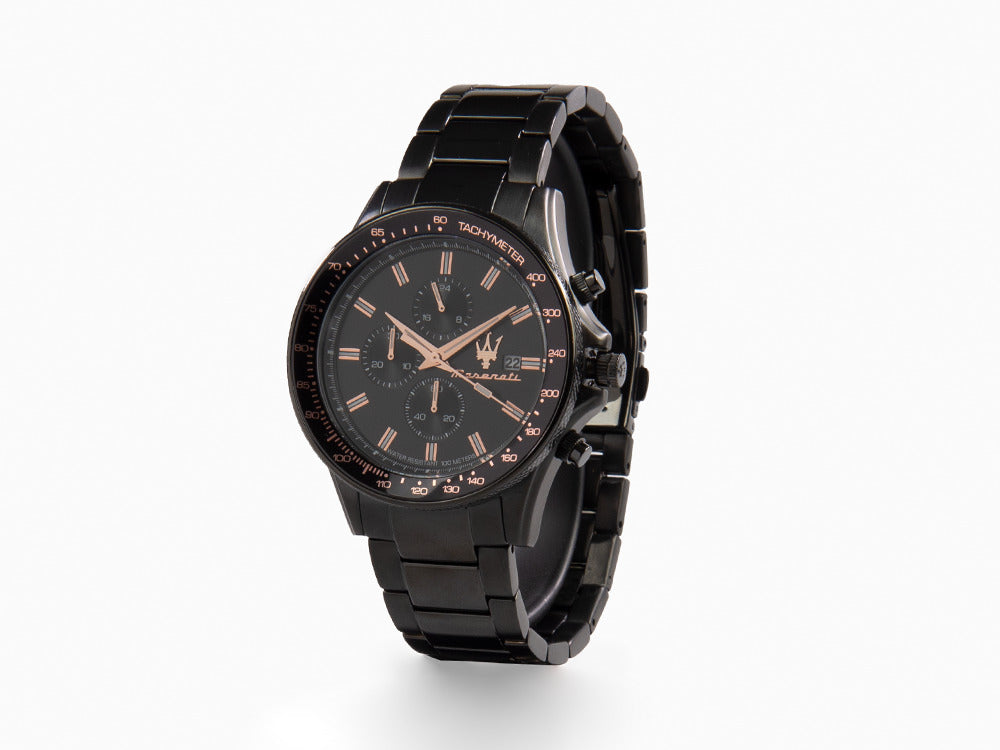 Reloj de Cuarzo Maserati Sfida, PVD, Negro, 44 mm, Cristal mineral, R8873640011