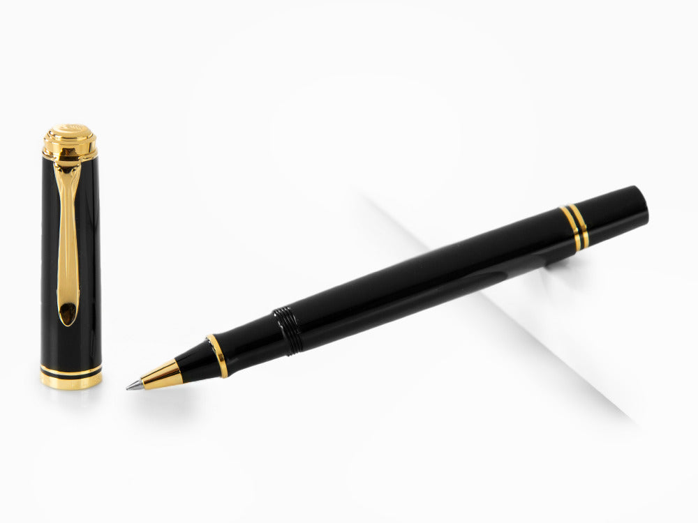 Roller Pelikan R400, Resina Negra, Adornos en oro, 987958