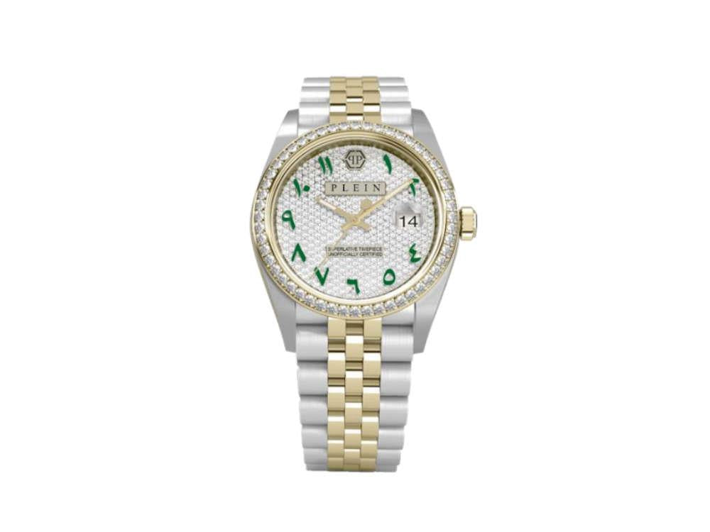 Reloj de Cuarzo Philipp Plein Date Superlative, PVD Oro, Blanco, 34mm, PWYAA0823
