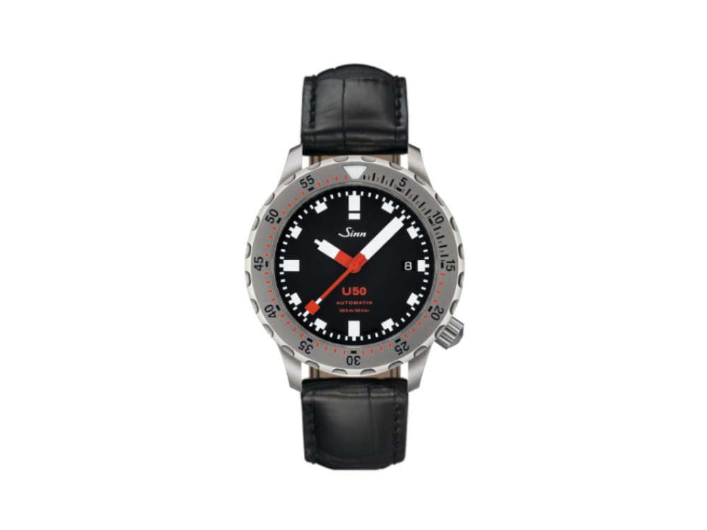 Reloj Automático Sinn U50, 41 mm, 50 atm, Acero submarino, Negro, 1050.010 LB12