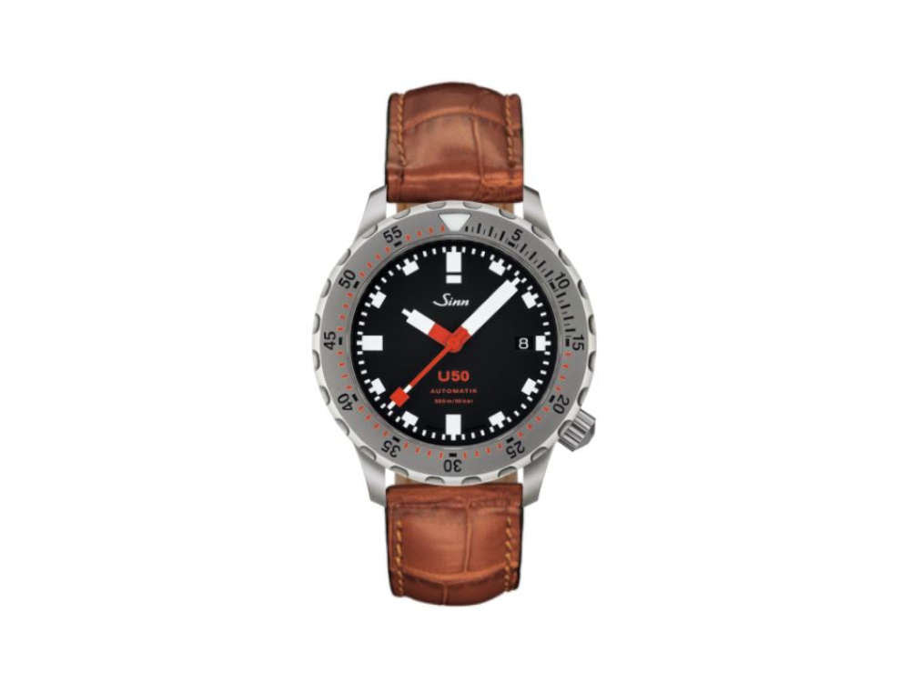 Reloj Automático Sinn U50, 41 mm, 50 atm, Acero submarino, Negro, 1050.010 LB14