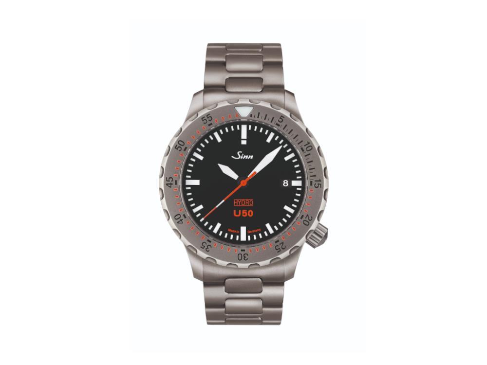 Reloj de Cuarzo Sinn U50 HYDRO, Acero de submarino, Negro, 500 atm, 1051.010