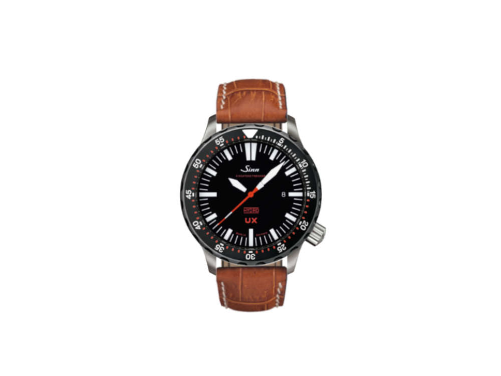 Reloj de Cuarzo Sinn UX SDR, 44mm, 500 atm, Negro, Correa de piel, 403.050 LB9