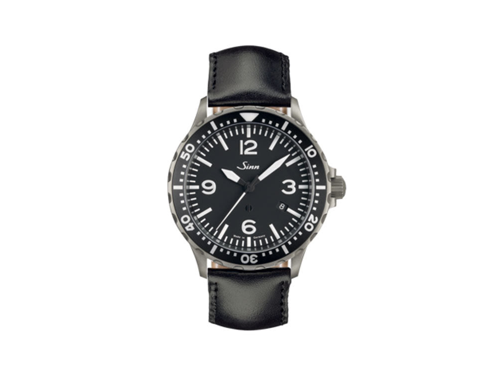 Reloj Automático Sinn 857, SW 300-1, 43mm., Negro, Correa de piel, 857.012 LB34