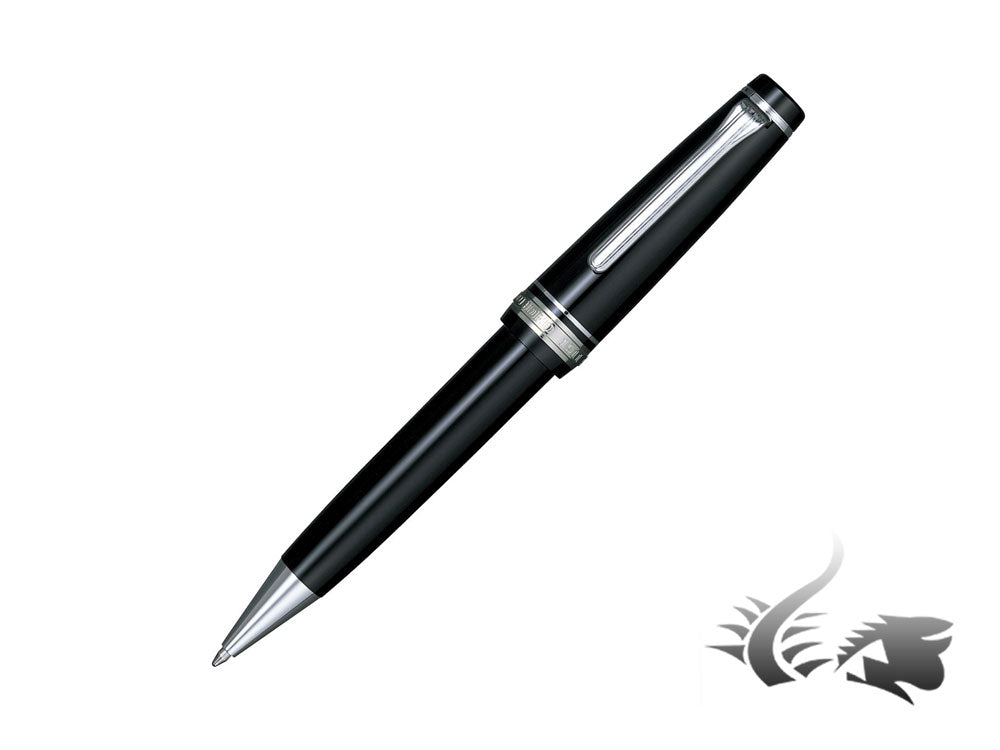Bolígrafo Sailor Professional Gear Silver, Negro, Adornos cromados, 16-1037-620